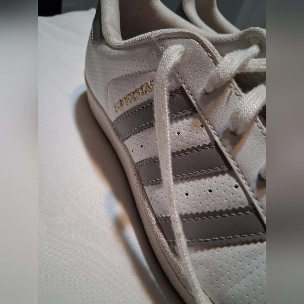 Adidas Originals Superstar White Grey Gold Metallic Sneakers Men 6.5